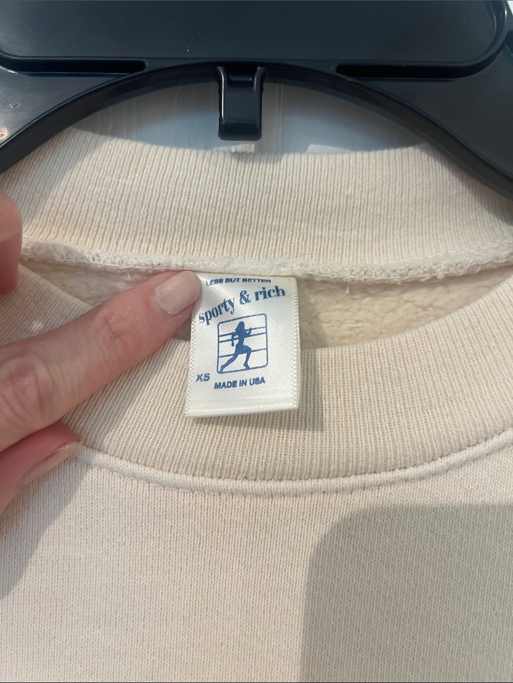 Sporty & Rich LA Health Club Embroidered Unisex Sweatshirt in Cream - Picture 9 of 12